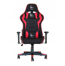 Gembird GC-SCORPION-02X Gaming chair "SCORPION", black and red, fabric armchair with red eco-leather accents