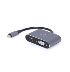 Cablexpert A-USB3C-HDMIVGA-01 video cable adapter 0.15 m USB Type-C HDMI + VGA (D-Sub) Grey