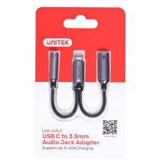 UNITEK ADAPTER USB-C - MINIJACK 3.5MM,USB-C 60W